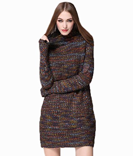 GuDeKeレディースロングレディースロング ニットロング丈 タートルネック ざっくり  ニット ロングセーター ケーブル編み 秋冬 防寒 暖かいレディース カジュアル レディース トップス ニット セーター チュニック