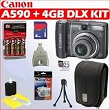 Canon PowerShot A590 IS 8.0MP Digital Camera + 4GB Super Deal Exclusive Deluxe Accessory Kit