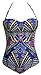 PEGGYNCO Womens Sweetheart Bandeau Print One-piece Swimwear