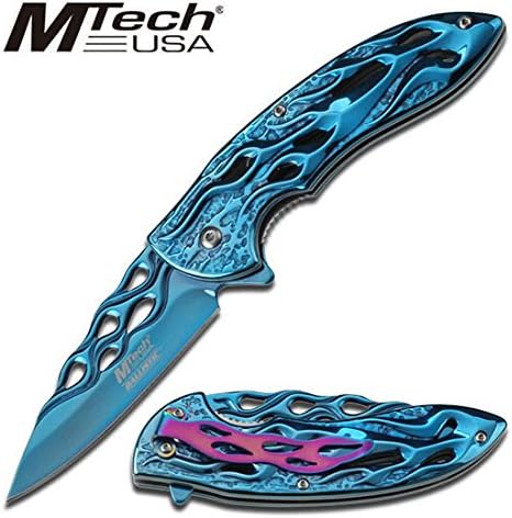 MT-A822BL BLUE TITANIUM FINISH ASSISTED OPENING vvLFCJFtS KNIFE WITH LZ3EIiWQL FLAMING ajuiioptr 4567fffg 567ybghjk Mtech Ballistic Assisted Opening KnifeSpring Assisted Opening Knife4.75" Closed Length3.25" Blue Titanium Stainless Steel Blade3MM Thick BladeUpper Flaming Cut Out Pattern QATKy5SIaT on BladeBlue Titanium UXwYIP Finish Aluminium HandleIncludes Rainbow Finish Pocket Clip
