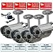 VideoSecu 4 Channel DVR USB 2.0 including 4 Audio Video Infrared IR Day Night Security Cameras and 1 of 4 Channel Power Supply W48