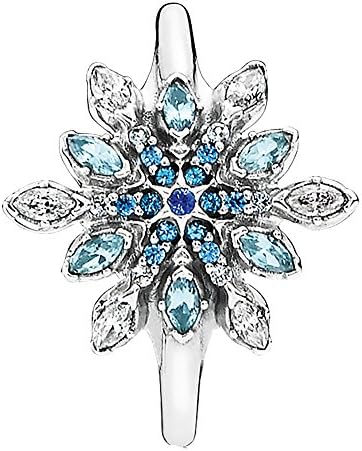 PANDORA Ring Crystalized Snowflake, Blue Crystals - Size 5 - X SMALL
