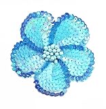Sequin Flower Pin / Hair Tie ~ Edged Blue
