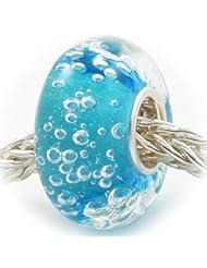 Jewelry: Glass European Turquoise Hawaii Ocean with Bubble Water Park Murano Bead - Beads hunter Glass Bead