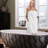 Royal Resort Collection: Luxury Lady's Wrap - Waffle Weave (Square Pattern) Bath / Spa / Body Wrap with Elegant Pocket, Color: Pure White, Size: UNIVERSAL