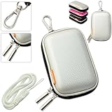 New first2savvv outdoor heavy duty silver camera case for Sony DSC-W800 with white camera hand strap