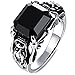 Men's Vintage Stainless Steel Embossed Dragon Head Claw Crystal Ring Band Gothic Biker Silver Black Size 8