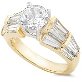Search : One of a Kind 3-1/4ctw Round & Baguette Diamond Ring in 18kt Gold