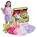 Fedio Girls Princess Dress up Trunk Bride, Princess, Ballerina, Fairy Costume Set for Little Girls Toddlers Age Age 3-7 Pink