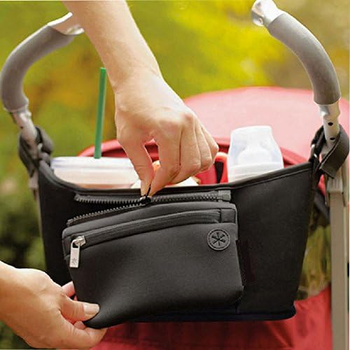 Stroller Bag, Baby Bag Organizer, Mommy Bag ,Milk Bottle Diaper Bag,Attaches to Most Strollers, (Black)
