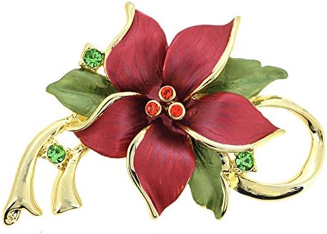 Poinsettia Christmas Flower Pin Brooch and Pendant