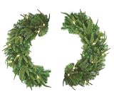 Barcana 48-Inch Battery-Operated Split Indoor-Outdoor Christmas Christmas Wreath with 30 LED M-6 Soft White Mini