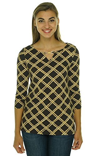 Charter Club Bamboo Print Keyhole Women's Plus Tunic