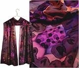ULRIKE Oblong Chiffon Silk Scarf - An incredible array of deepest violets and dark grayed olives with black dots and markings and a glimpse here and there of a rose and orange sunset. ULRIKE Oblong Chiffon Silk Scarf - An incredible array of deepest violets and dark grayed olives with black dots and markings and a glimpse here and there of a rose and orange sunset.