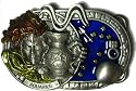 AQUARIUS THE WATER BEARER, ZODIAC HOROSCOPE SIGN BELT BUCKLE + display stand