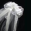 First Communion Veil - 27" Comb style with double bow, single tier, ribbon accents, and lace edging. Gift Boxed!