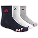 adidas Boys Youth Cushioned Quarter Socks (3 Pack), Large Fits Shoe Sizes 3Y-9, Collegiate Navy/Power Red | White/Collegiate Navy Heather Grey/Collegiate Navy