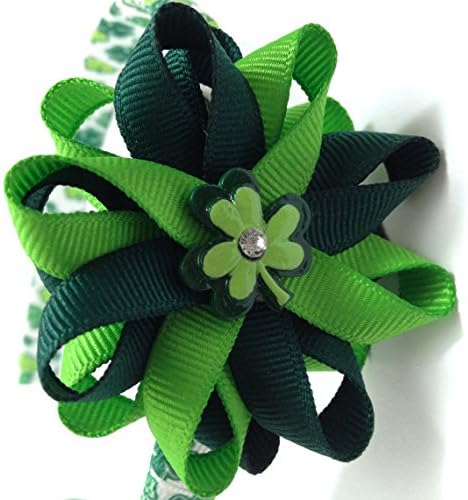 Shamrock, Clover, St. Patrick's Day Handmade 2.5" Hair Bow, 1/2" Wrapped Headband, Made To Order