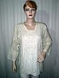 Women Kurti Cream Cotton Sequin Embroidery Tunic Top Small Size