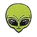 Green Alien Head Patch Freaky Extraterrestrial UFO Embroidered Iron On Applique
