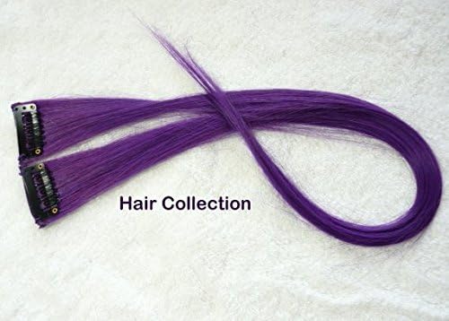 Hair Collection 18 inch Colored Highlight Clip on in Hair Extensions Multiple Colors(Purple)