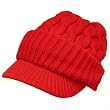 New Chunky Cable Knit Skull NewsBoy Cabby Hat Cap Medium Large Red