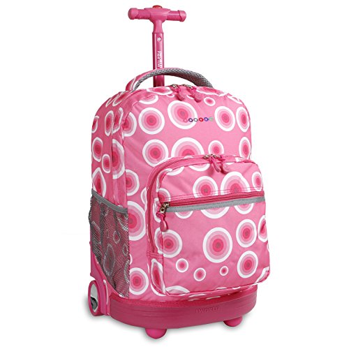 J World New York Sunrise Rolling Backpack, Pink Target, One Size