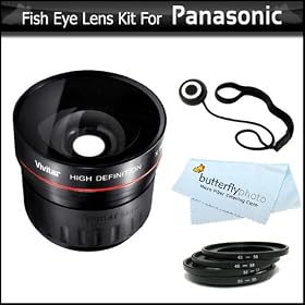 Fisheye Lens Kit For Panasonic HDC-TM700K Camcorder Includes 0.21x Super Wide Angle Fisheye Conversion Lens + Lens Cap Keeper + MicroFiber Cleaning Cloth