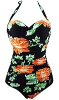 Cocoship 50s Inspired Retro Floral Vintage One Piece Pin Up Monokinis Swimsuit(FBA)