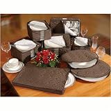8pc China Padded Plate Dish Storage Cup SET Quilted-chocolate Brown
