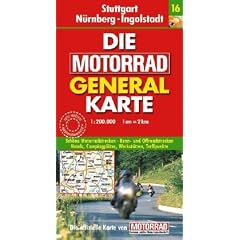 Motorrad Generalkarte Deutschland Stuttgart, N�rnberg, Ingolstadt 1:200 000