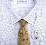 100% Cotton Yellow Plaid Men's Dress Shirt
