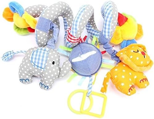 Very Cute Young Toy New Baby Spiral/Twisty/Curly Baby Pram Bar/Car Seat/Cot Activity Toys Animals, Boys & Girls Blue