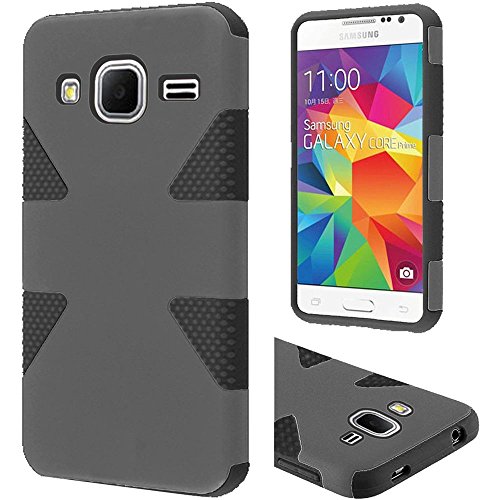HRWIRELESS(TM) For Samsung Galaxy Core Prime G360 Dynamic Slim Hybrid Cover Case (Grey Black)