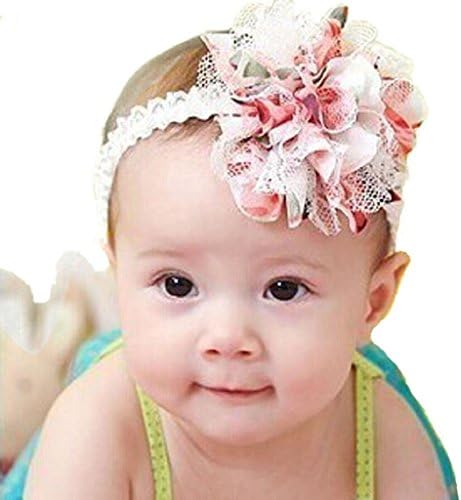 BestJy Baby Girl Flower Turban Headband Hair Band Lace Infant Hair Weave Baby Accessories