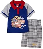 Kids With Character Boys 2-7 Two Piece Cars Plaid Short Set Blue