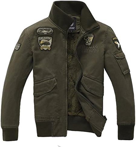 Rsan Men's Cotton Denim Stand Collar Air Force Jacket (Asia M)