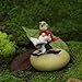 Top Collection Miniature Fairy Garden and Terrarium Gnome Reading Book with Owl Statue, Tan Brown Red White