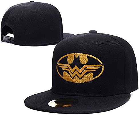 ANDREYD Batman and Wonder Woman Logo Adjustable Snapback Embroidery Hats Caps