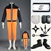 Japanische Anime Naruto Uzumaki Naruto Cosplay Set, Uzumaki Naruto Kostüm,Größe L: (Höhe 166-172