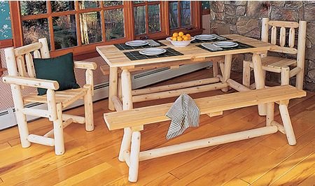 Rustic Cedar Classic Farmers Table and Bench Set 