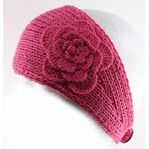 Buy 100% Handmade Thin Knit Flower Headband best for Ponytail Styling, Pink by NYGIftStop Headband