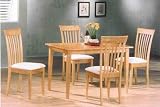 New Natural Finish Solid Wood Dinette Set (Dining Table+4 Chairs)