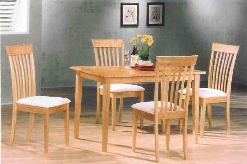 New Natural Finish Solid Wood Dinette Set (Dining Table+4 Chairs)