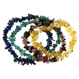 Super Set of 4 Chip Bracelets - Tourmaline, Citrine, Lapis Lazuli, and Turquoise
