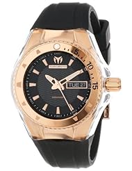 TechnoMarine Womens 110037 Cruise Original Star Rose-Tone Stainless Steel and Black Silicone Watch
