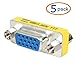 WOVTE DB HD 15 VGA SVGA Gender Changer Adapter Coupler Female to Female Pack of 5