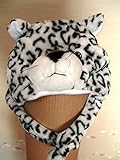 アニマルハット ネックウォーマー どうぶつ帽子 耳あて 防寒 (白ヒョウ)