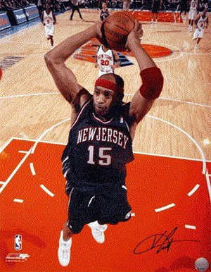 Vince Carter Autographed/Hand Signed New Jersey Nets 16x20 Photo- Mounted Hologram