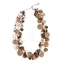 Mother of Pearl, Coconut, Glass Brown Multistrand "Helter-Shellter Multistrand [Brown/Beige]"